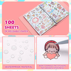 Reusable Sticker Album with 100 Sheets, Collecting Book with Pockets, A5