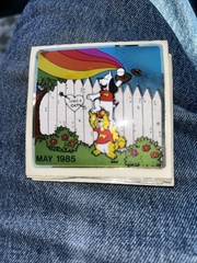 Vintage Sticker May 1985 Rainbow Dog Cat Sticker Mod VTG 80s BJ Foil Mylar