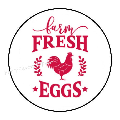 30 FARM FRESH EGGS ENVELOPE SEALS LABELS STICKERS PARTY FAVORS 1.5″ ROUND