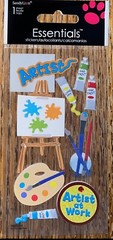 Keepsake Essentials Artist At Work Art Painting Paints Brush Easel 3D Stickers