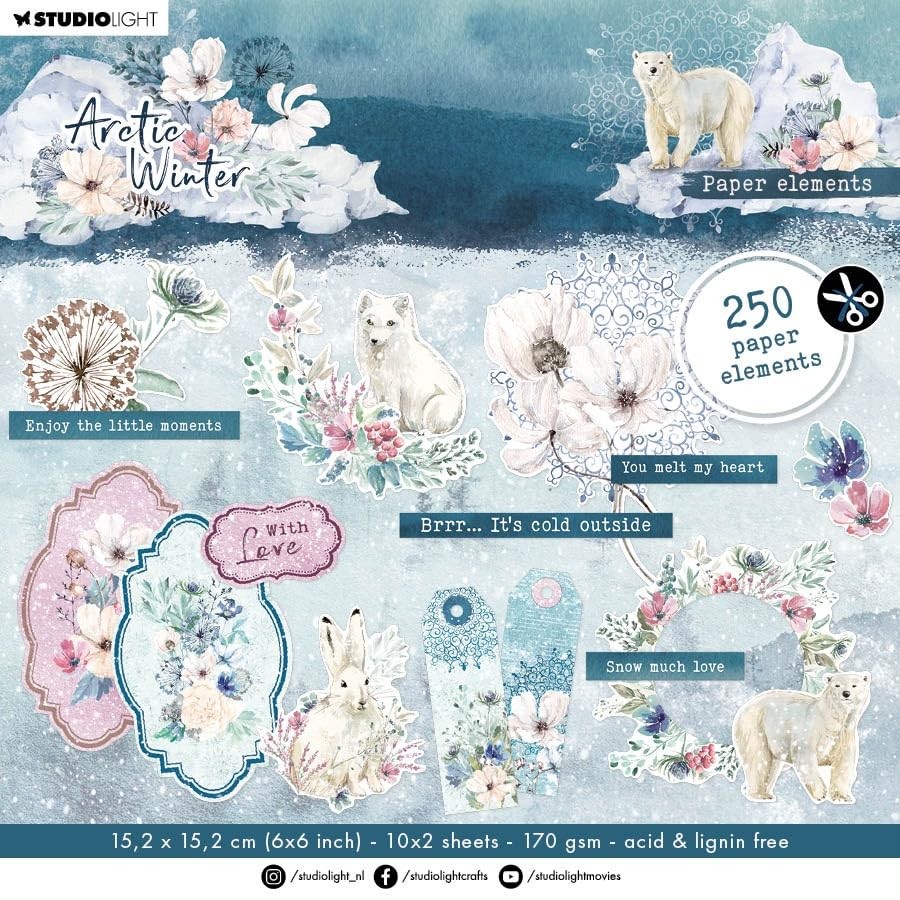 Studio Light Artic Winter Die-Cut Block Paper 20/Pkg-Nr. 68 LAWDCB68