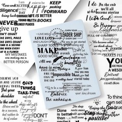 50Pcs Motivational Transparent Quote Stickers for Scrapbooking – Aesthetic Bl…
