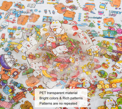 Cute Cartoon Animals Scrapbook Stickers – 100 Sheets Kawaii Aesthetic Transparen