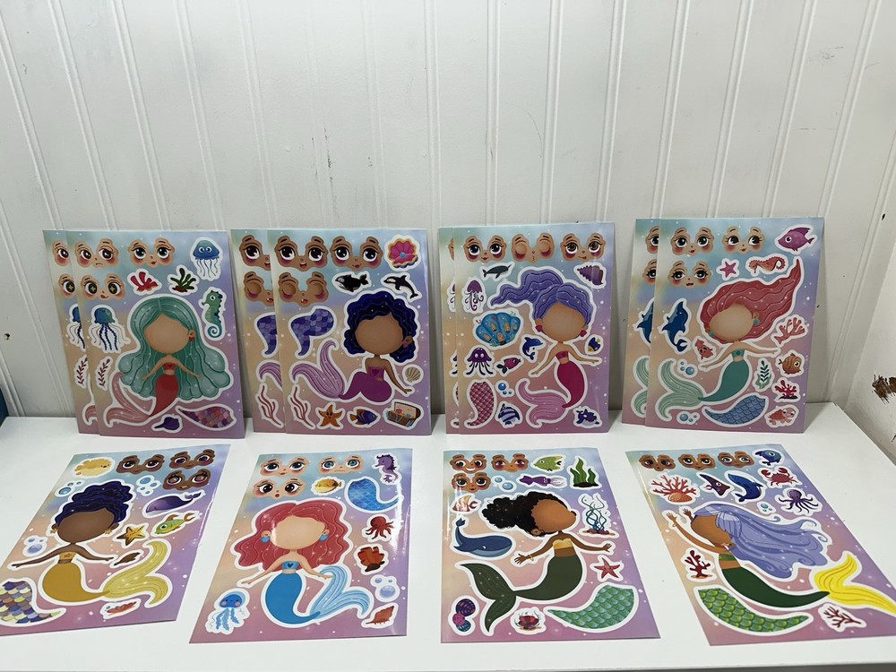 12 Make Your Own Mermaid Sticker Sheets for Kids with Mermaid Face Read Descript