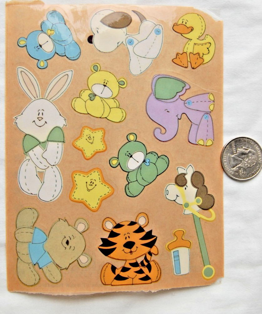 provo craft stickers little guy stuffed animal plush toy tiger bear bunny duck