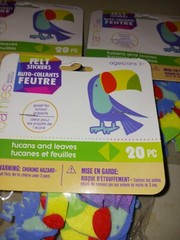 FOAMIES felt STICKERS, tucans and leaves,20 pc per pkg,3 packages,unused