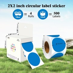 2 Inch Round Adhesive Color-Code Dot Stickers,4Rolls/2000 per Rolls dots Labe…