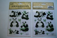 Very Cute Panda Bears Stickers for Scrapbooking, Cards, Self Adhesive (2 Pkgs)