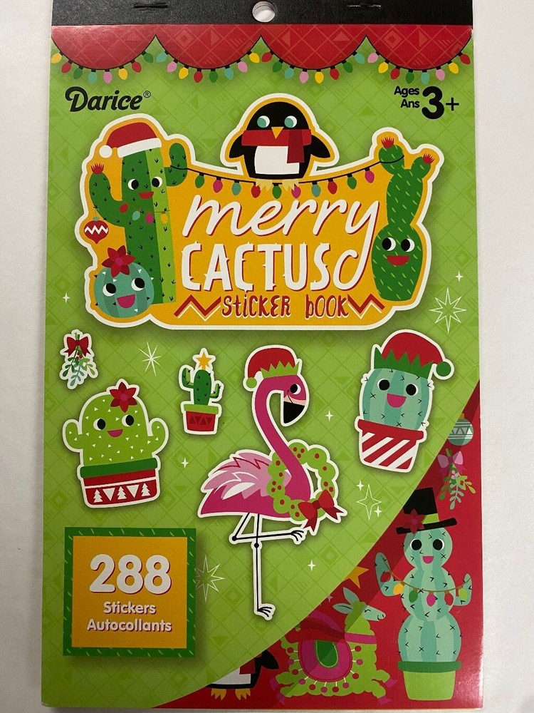 Darice Holiday Merry Cactus Sticker Book 288 Stickers New