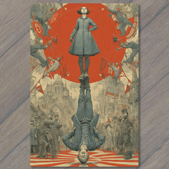 STICKER Surreal Carnival Revolution Red Sun Balance Performer Upside Down Crow