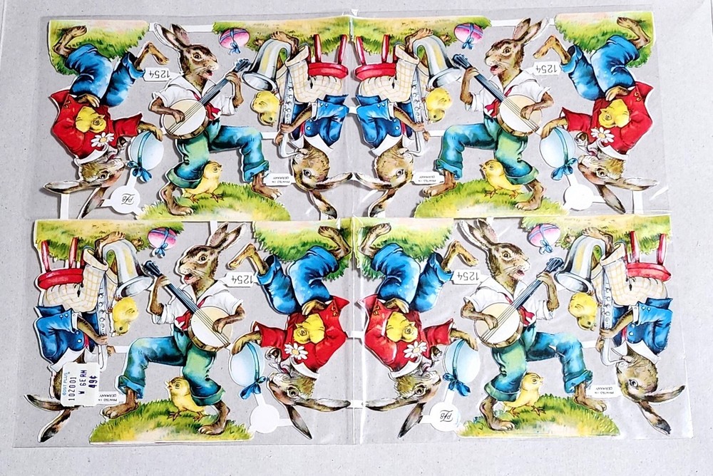 Uncut Vintage PZB Paul Zoecke Easter No. 1254 Die Cut Bunny Rabbit Hare Germany