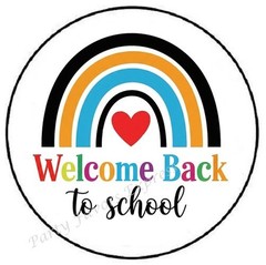 WELCOME BACK TO SCHOOL RAINBOW ENVELOPE SEALS LABELS STICKERS PARTY FAVORS