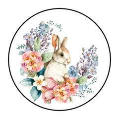 30 EASTER STICKERS ENVELOPE SEALS LABELS 1.5″ ROUND WATERCOLOR BUNNY FLORAL