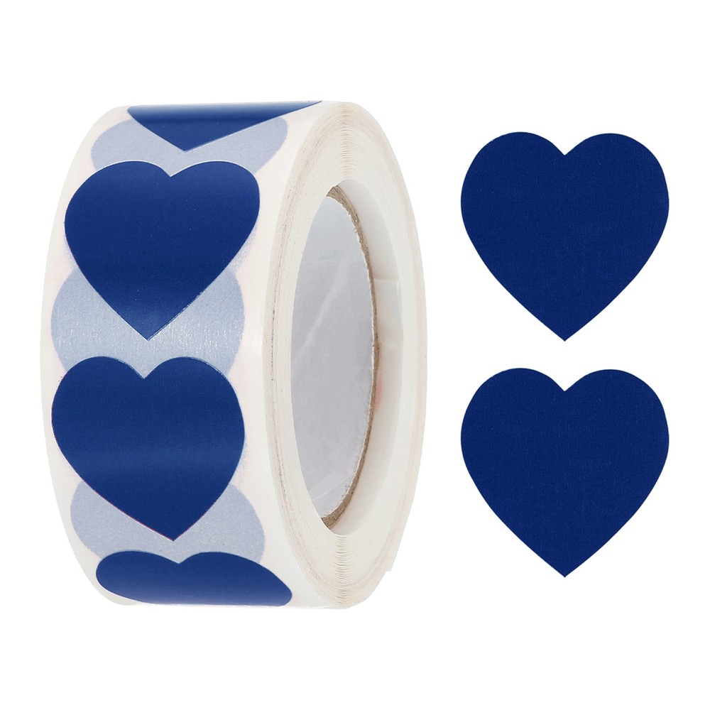 Heart Shaped Sticker 1″ Self-Adhesive Love Label Dark Blue 500 Pcs