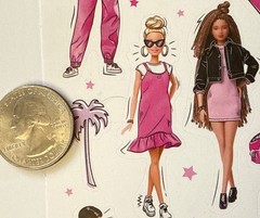 PINK BARBIE Stickers(14pc)Mattel…Dolls…Change Clothes…Ladies…Outfits…Car…Shoes…