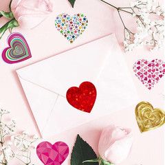 500Pcs Heart Stickers 1In Valentines Day Love Stickers Heart Shaped Sticker for