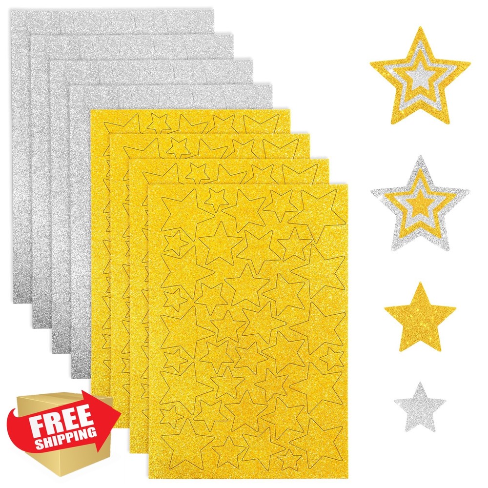 Matio Star stickers, glitter foam, gold silver