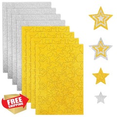 Matio Star stickers, glitter foam, gold silver