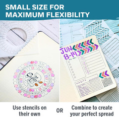 Portable Planner Stencils – x16 Small Square Journal Stencils with Templates for