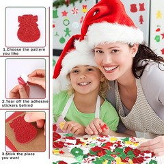 Christmas Glitter Foam Self Adhesive 300 Piece Stickers Decorations Set