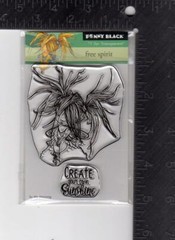 New Penny Black Rubber Stamp clear GIRL FREE SPIRIT SET