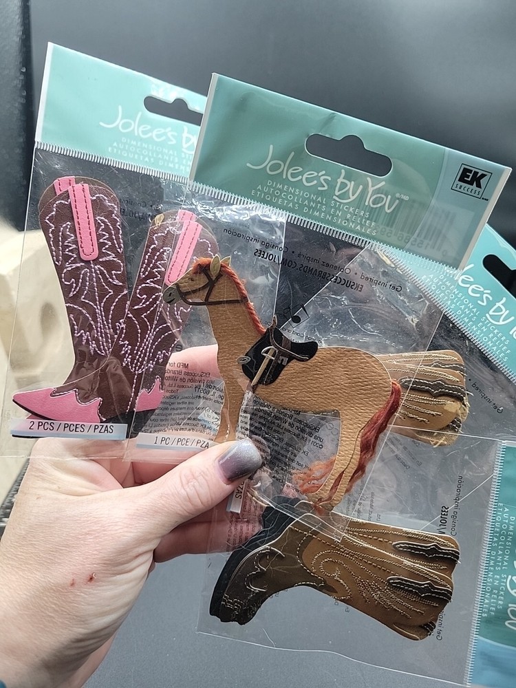 Cowboy Boot Lot & Horse Stitches Jolee’s Dimensional Embellishment 4 Packages