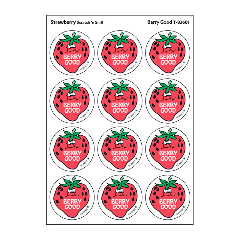 Vintage Trend Scratch and Sniff Reward Stickers Strawberry Berry Good 1980s