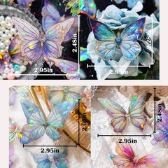 Holographic Butterfly Stickers Bulk – 160Pcs Crystal Glitter Transparent 3D5560