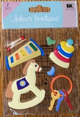 RARE Jolees Baby Toys Rocking Horse Xylophone Key On Ring 3D Scrapbook Stickers