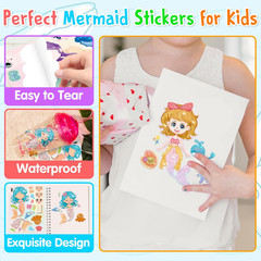 48 Sheets Glitter Mermaid Crafts Stickers for Kids Birthday Party Decorations