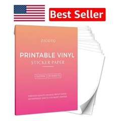High-Quality Waterproof Vinyl Sticker Paper – 15 Glossy Sheets 8.5×11 for DIY