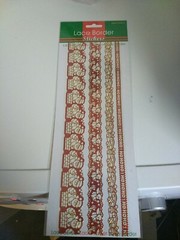 STICKERS FOR SCRAPBOOKING/ NEW 28X12 CM LACE BORDERS/GLITTER/CHRISTMAS/RED
