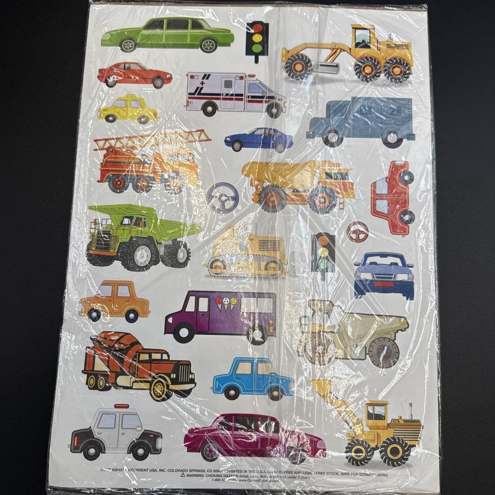 Current Scrapbook Sticker XL Sheet – Card Trucks Construction Kids – 608427