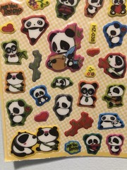 Kawaii Japan Romantic Panda Puffy Sticker Sheet Scrapbook Htf Vintage