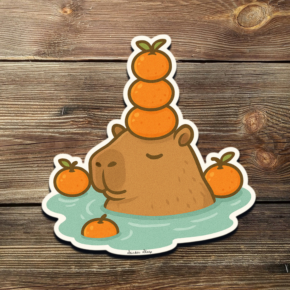 Capybara Orange Bath Sticker – Cute Chill Vinyl Hot Spring Animal Decal