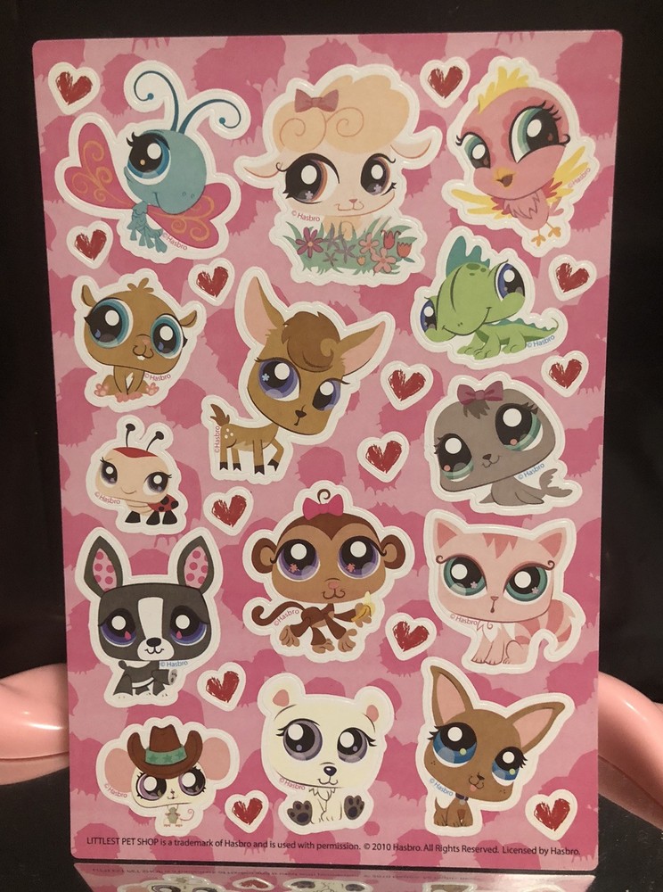 Littlest Pet shop Love Themed Animals Sticker Sheet Scrapbooking Kids Collect