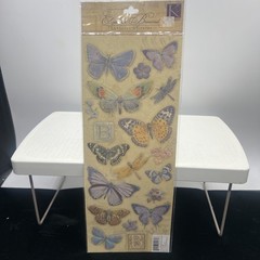 K & Company Elizabeth Brownd Embossed Stickers Floral Butterflies Lot Scrapbook