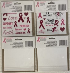 Breast Cancer Awareness 4Pks Of 25 2Pks Pink Foil 2Pks Glitter Tech Stickers~Ne
