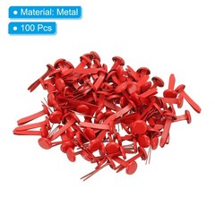 Brads for Paper Crafts, 100 Pcs Red Metal Round Paper Fasteners, 20 mm