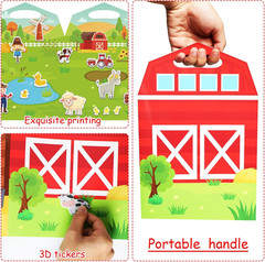 3D Farm Animals Puffy Sticker Book for Kids Window Thick Gel Clings Decals Stick