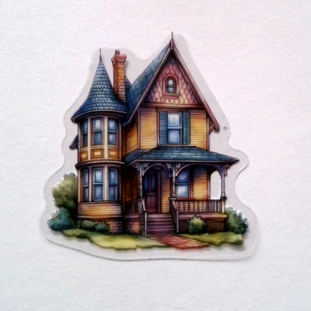 Victorian Style Fairy Tale House Clear Vinyl Decal Sticker Water Resistant Gift