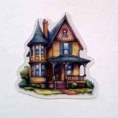 Victorian Style Fairy Tale House Clear Vinyl Decal Sticker Water Resistant Gift