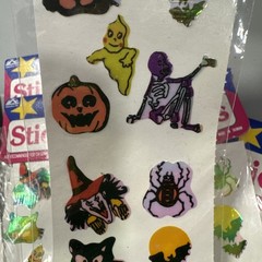 Lot Of 13 Sheets Of Vintage 80s 90s Halloween Stickers Shiny Holographic