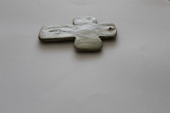 Cross – Handmade Pinkish Ceramic Cross with Pink Rhinestone, and Glitter #3