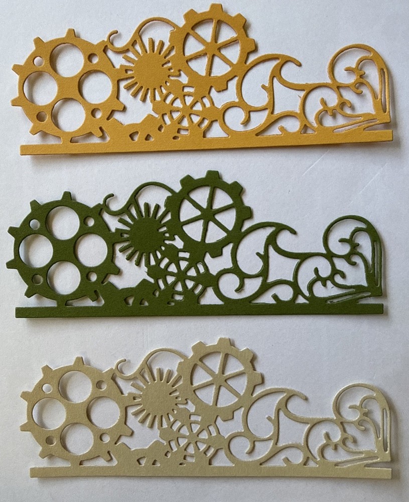 GEAR BORDER Die-Cut Embellishments(3pc)Sprocket •Cogs•Steampunk•Card Making•