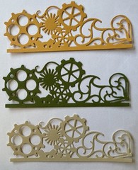 GEAR BORDER Die-Cut Embellishments(3pc)Sprocket •Cogs•Steampunk•Card Making•