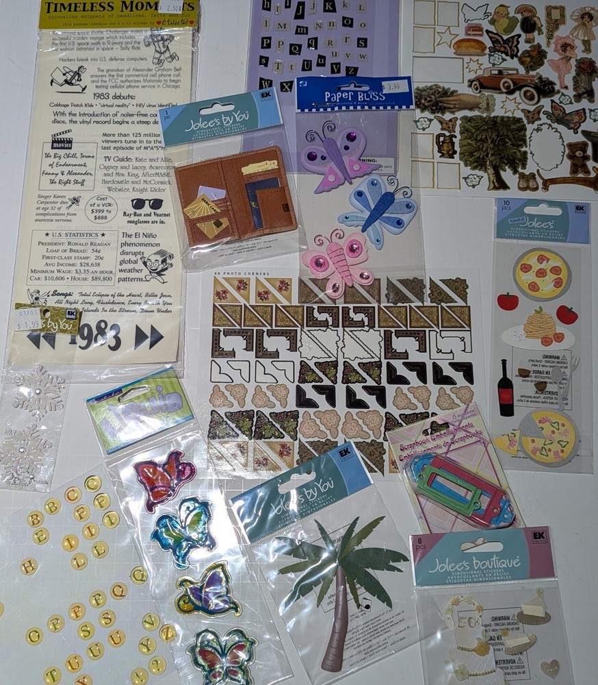 Scrapbooking Supplies Lot (13 Sheets) • Jolee’s Boutique, EK Success, Paper…