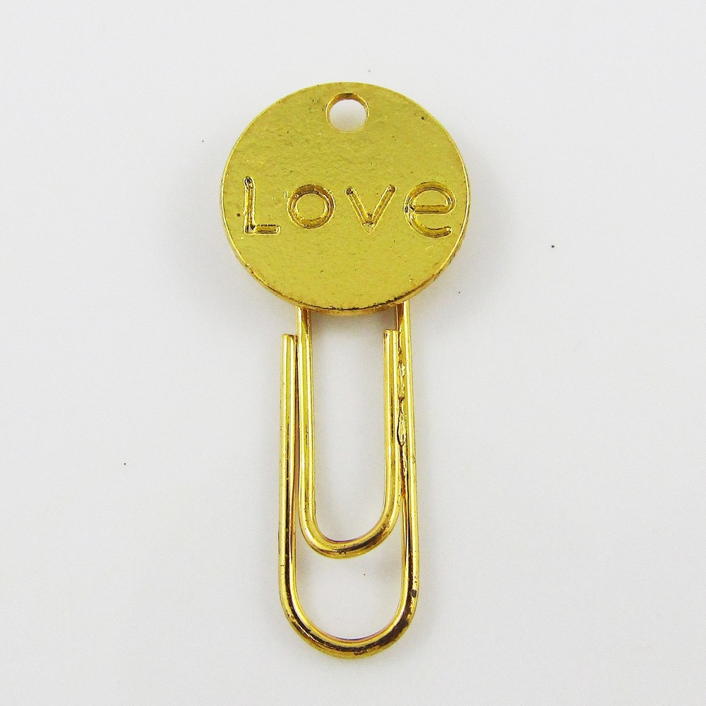 6pcs Gold Plate Love Message Paper Clip Photo Clip 35x15mm Journal Scrapbook