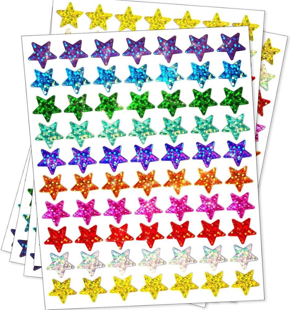 2100 Pcs Star Stickers for Kids Reward, Foil Star Stickers, Holographic Rainbow