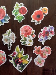 STICKERS x 10 Flowers Roses Poppy Gardenia Orchid Tulip Poppy Flower FL5